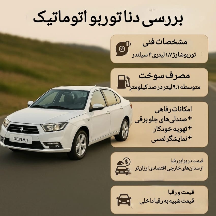 تصویر مشخصات و امکانات دنا پلاس توربو